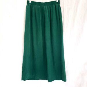 I.B. DIFFUSION jewel green Silk Maxi long Skirt Womens Sleek Flowy vtg M/L